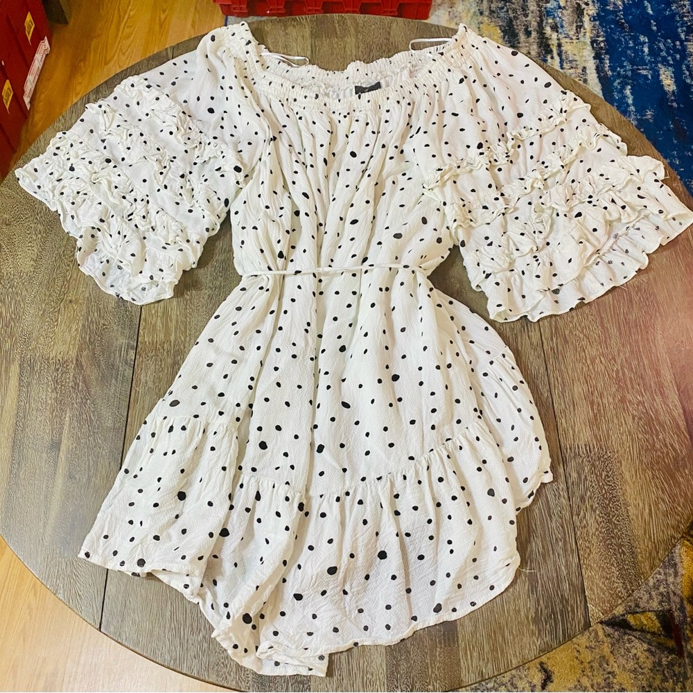 Nordstrom Fate Off The Shoulder Ruffle Polka Dot Dress - Picture 2 of 11
